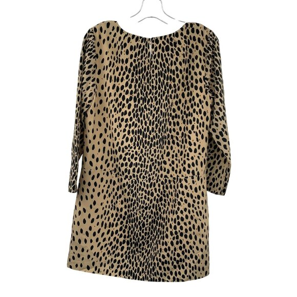 J.Crew Womens Cheetah Print Shift Dress 3/4 Sleeve Pockets Tan/Black Size 8 - Picture 7 of 9